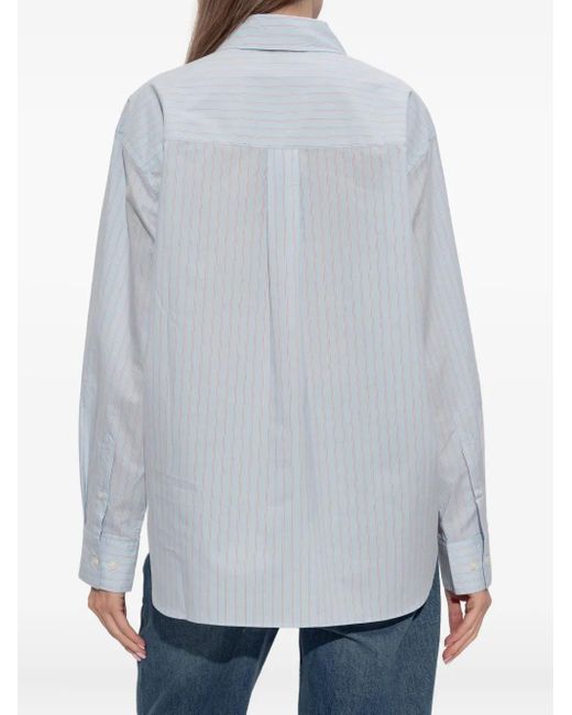 Samsøe & Samsøe White Salova Striped-Pattern Pocket Shirt