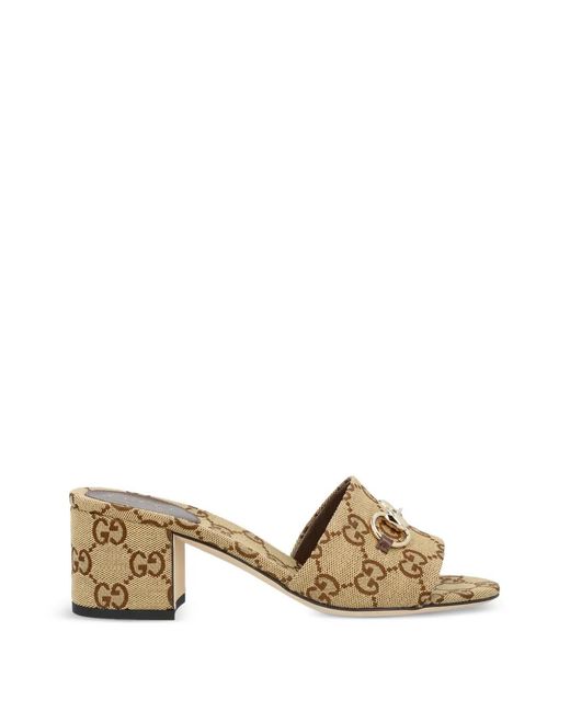 Gucci Natural Logo-Patterned Sandals