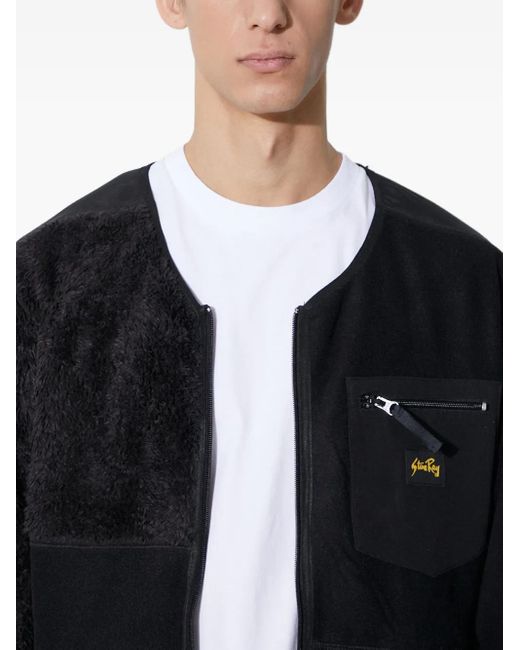 Stan Ray Black Fleece Panelled Zip-Up Jacket for men