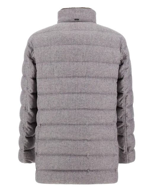 Herno Gray High-Neck Long-Sleeve Coat for men