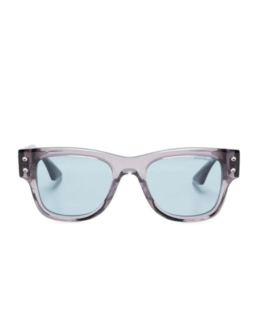 Moncler Blue Sonnenbrille Mit Logo-Schild