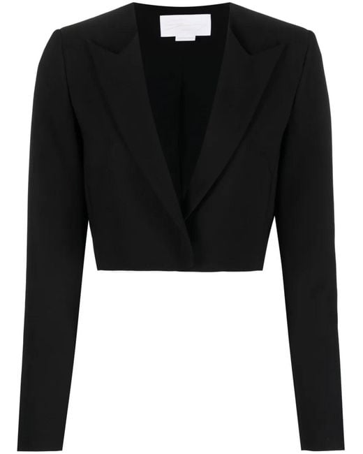 Genny Black Cropped Peak-Lapel Blazer