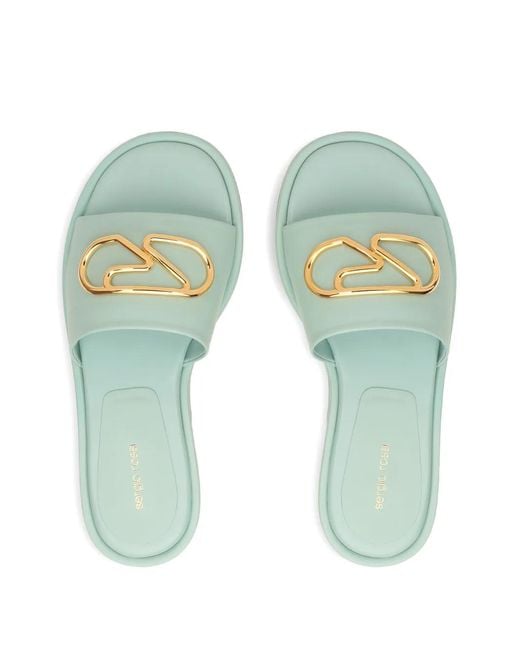 Sergio Rossi Green Surge Flat Sandals