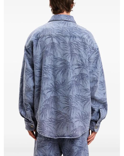 Palm Angels Blue Palms Denim Shirt for men