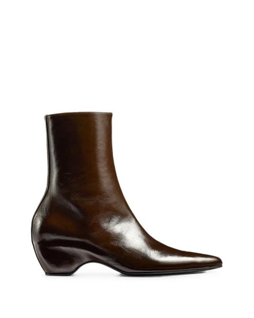 Khaite Brown Sybil Pointed-Toe Ankle Boots