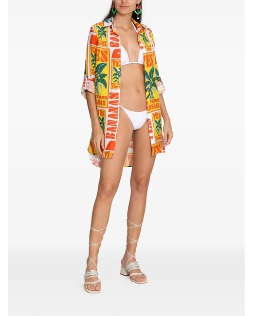 Amir Slama White Banana Text-Print Mini Dress