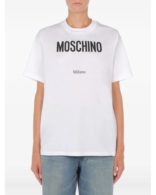 Moschino White Logo-Printed T-Shirt