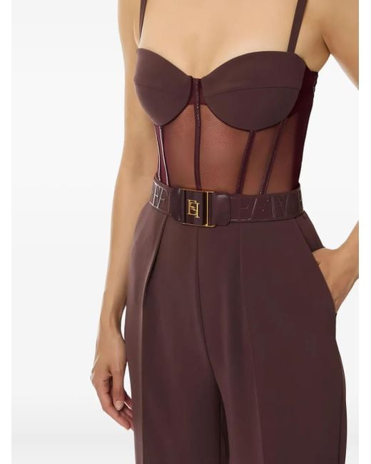Elisabetta Franchi Tulle-detail Belted Jumpsuit Purple