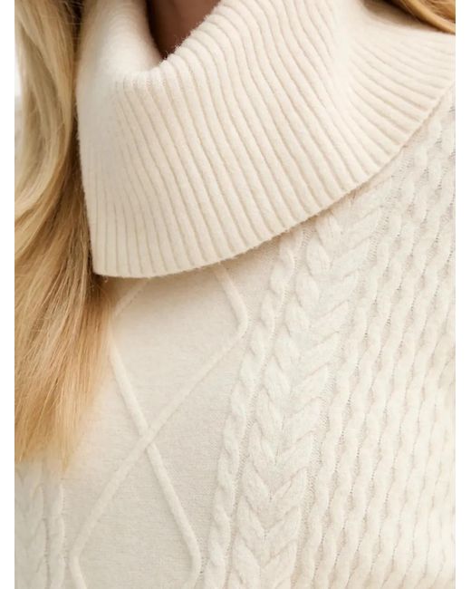 Fracomina Natural Cable-Knit Roll-Neck Sweater