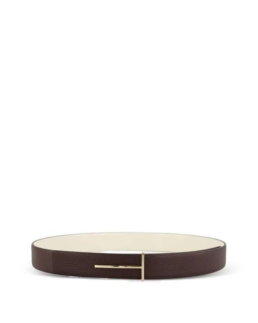 Tom Ford White T-Shaped Plaque Reversible Belt