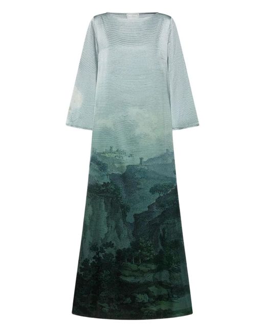 Pierre Louis Mascia Green Abstract-Print Maxi Dress