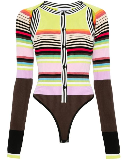 Christopher John Rogers Black Striped Knitted Bodysuit And Bolero