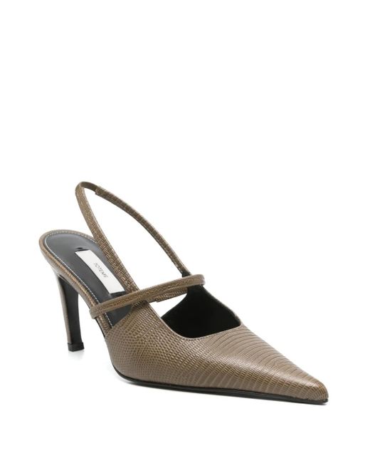 Totême  Metallic 100Mm Lizard-Embossed Slingback Pumps