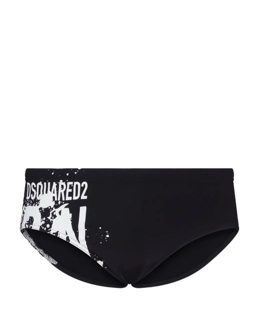 DSquared² Black Logo-Print Swim Trunks for men
