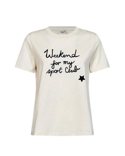 Weekend by Maxmara White Logo-Print Cotton T-Shirt