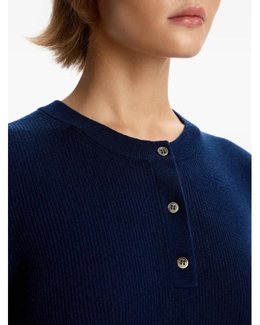 12 STOREEZ Blue Button Merino Sweater