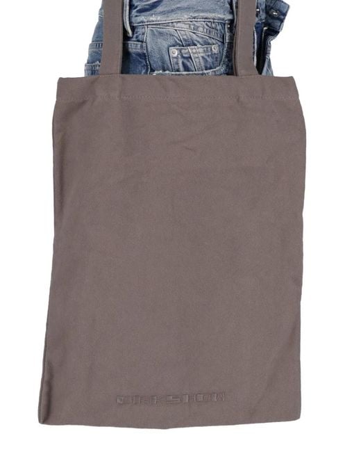 Rick Owens Blue Short En Jean À Bords Francs Et Empiècements