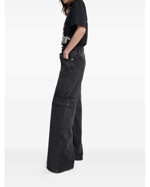 Stine Goya Black Button Cargo-Pocket Jeans