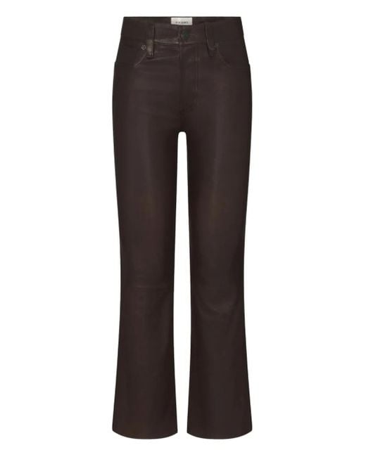 FRAME Brown Leather Flared Trousers