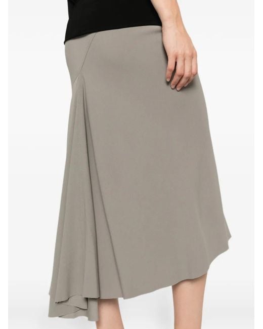 Rick Owens Gray Asymmetric Draped Midi Skirt