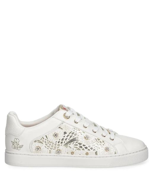 ALDO White Leonia Laser-Cut Floral Sneakers