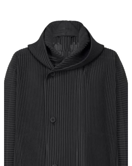 Issey Miyake Black Pleated Button Coat for men