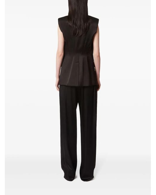 Nina Ricci Black Double-Breasted Satin Blazer