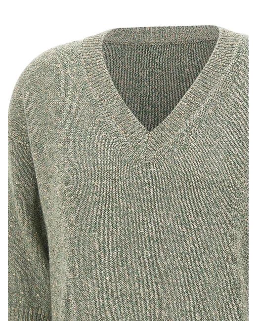 Kangra Gray Sequin-Embellished V-Neck Blouse