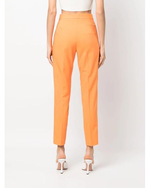 Twinset Orange High-Waisted Cigarette Trousers