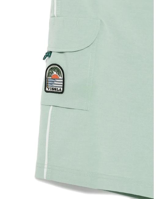 Vissla Green Solid Sets Patch-Detail Swim Shorts for men