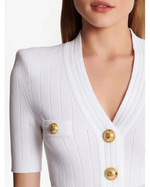 Robe En Maille À Coupe Courte Balmain en coloris White