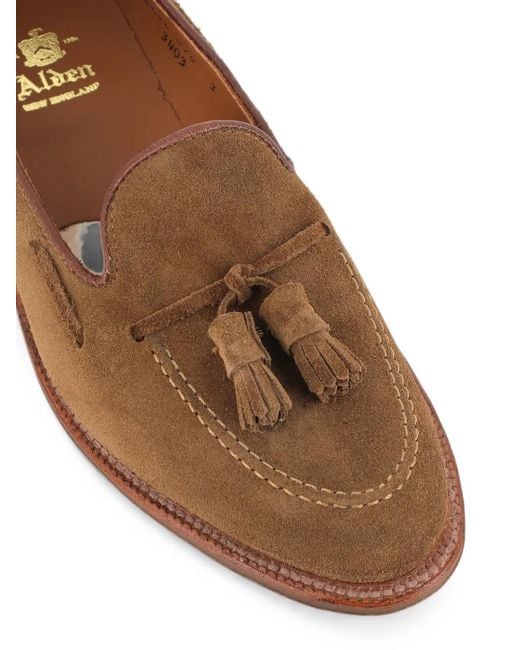 Alden Brown Tassel Suede Loafers for men