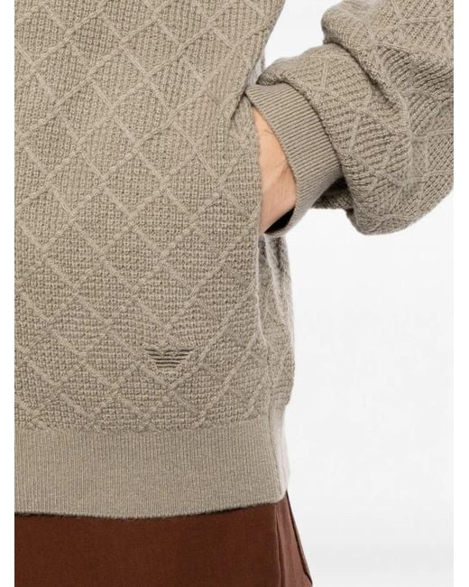 Emporio Armani Natural Diamond-Textured Zip-Up Cardigan for men