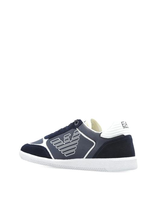 EA7 Blue Logo Lace-Up Sneakers for men