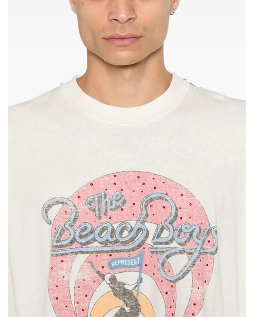 Represent White Beach Boys Graphic-Print T-Shirt for men