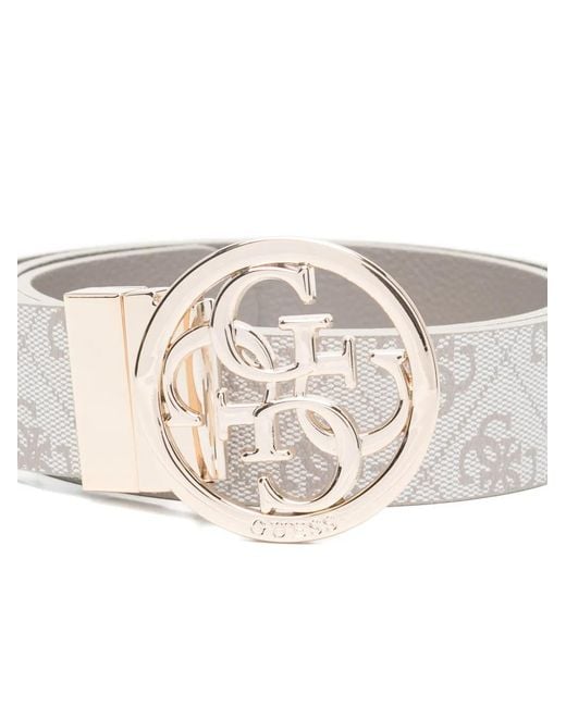 Guess White Ceinture À Boucle Logo