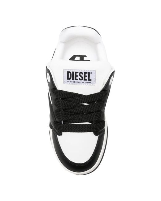 DIESEL Black S-D Ollie Logo-Patch Panelled Sneakers