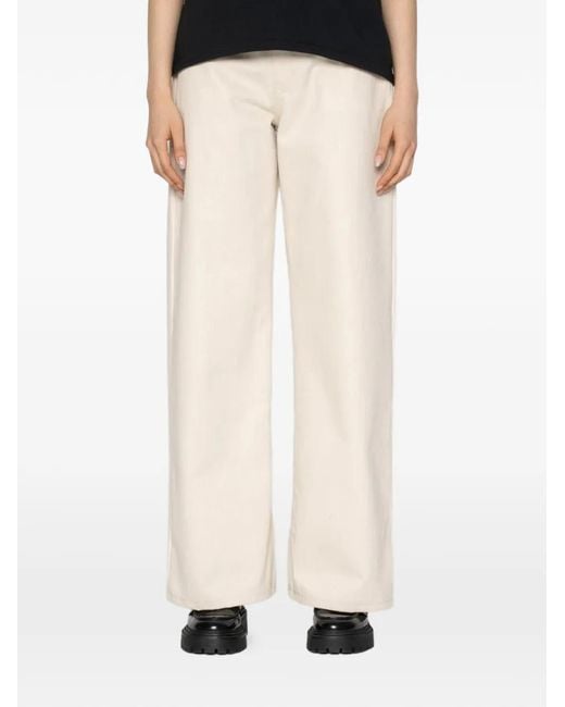 Naked & Famous White Wide Wild West Herringbone Jeans