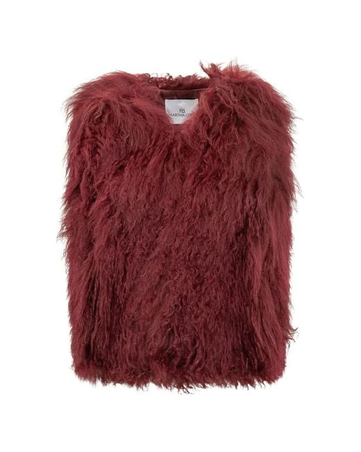 Martha Louis Red Mongolian-Fur Gilet