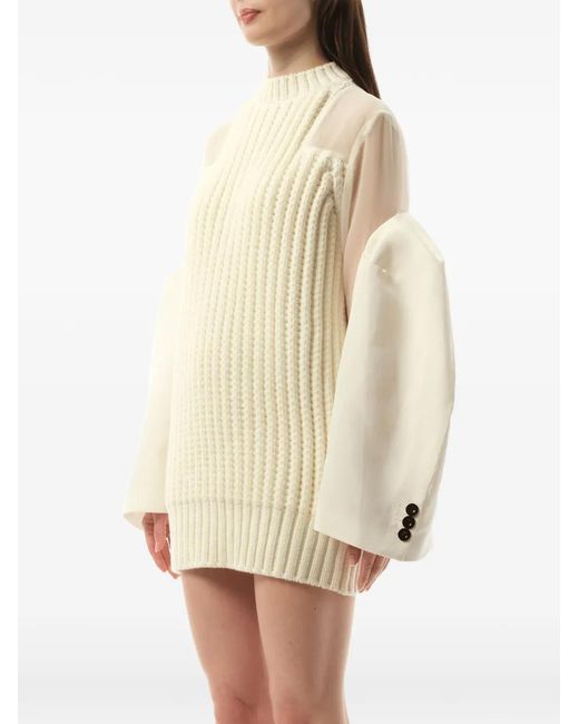 Sacai White Layered Ribbed-Knit Dress