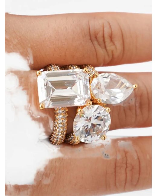 Izabel Display White Mega Drop Ring Mit Pavé