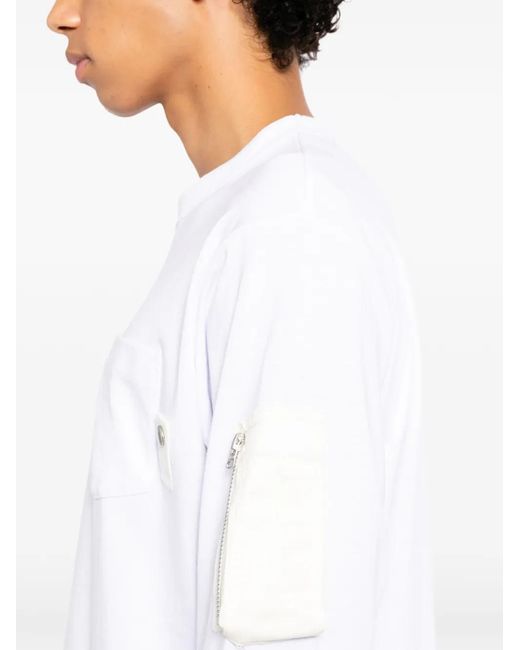 Sacai White Pocket-Detail Long-Sleeve T-Shirt for men