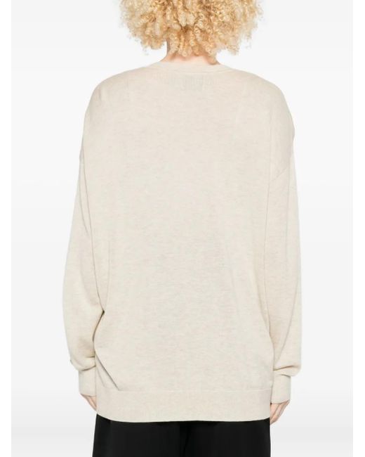 Isabel Marant Natural Chiraz V-Neck Ring-Detail Sweater