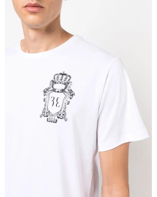 Billionaire White Embroidered-Logo Detail T-Shirt for men