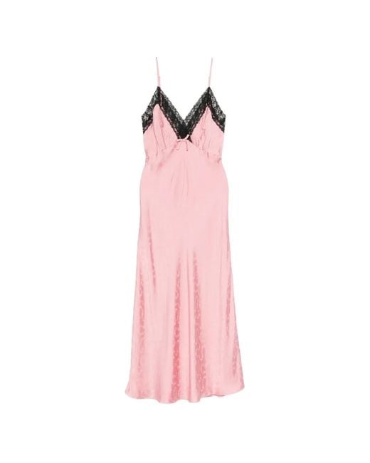 Rixo Pink Alberta Lace-Trim Jacquard Maxi Dress
