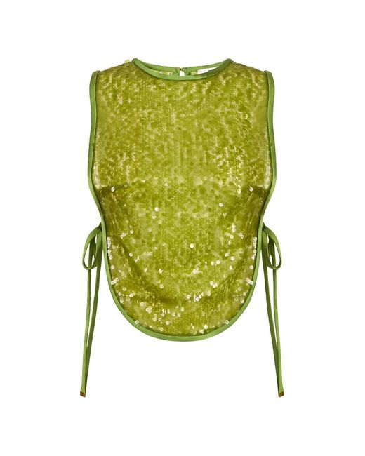 Elisabetta Franchi Green Sequin Piped Bib