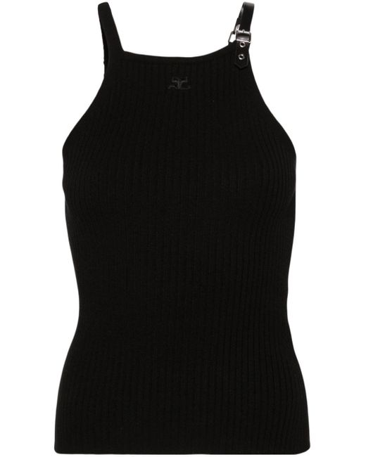 Courreges Black Tank Top With Buckle