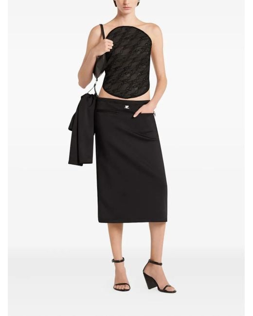 Courreges Black Mesh-Panel Bodysuit