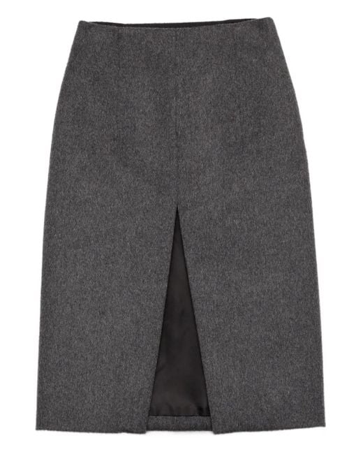 Prada Gray Minirock mit Schlitz