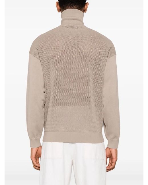 Emporio Armani Natural Zip-Up Cotton Cardigan for men